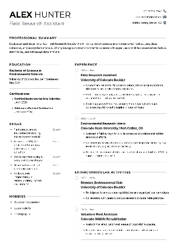 Field Research Assistant Resume Field Research Assistant Resume