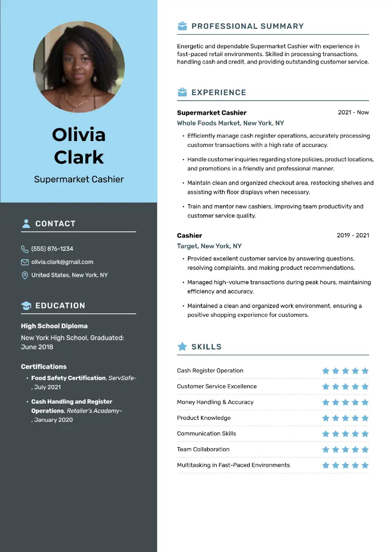 Grocery Store Cashier Resume Examples and Templates for 2025