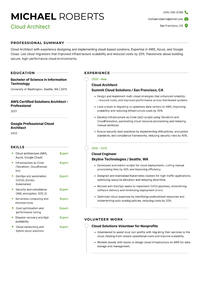 Cloud Architect Resume