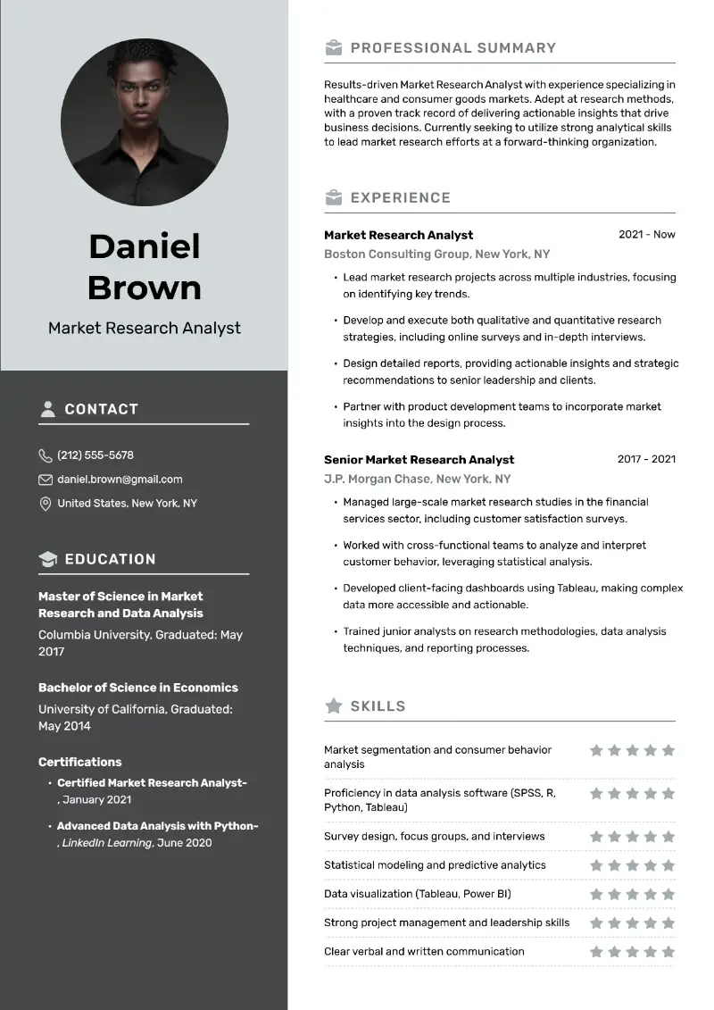 Market Research Analyst Resume Examples and Templates 