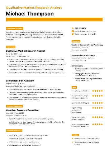 Qualitative Market Research Analyst Resume Qualitative Market Research Analyst Resume
