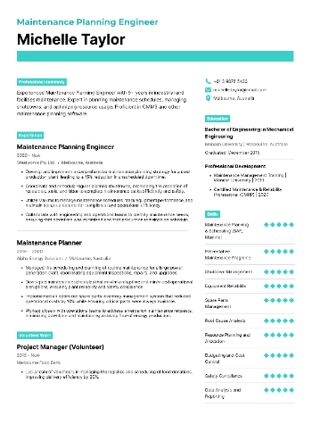 Maintenance Planning Engineer Resume Maintenance Planning Engineer Resume