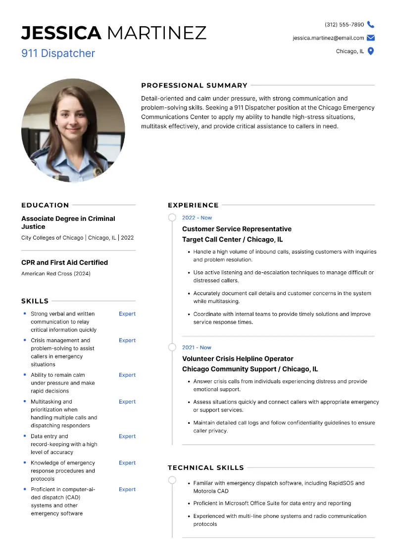 Entry-Level Dispatcher Resume Examples + Guide for 2025