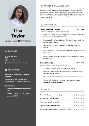 Senior Manual QA Engineer Resume