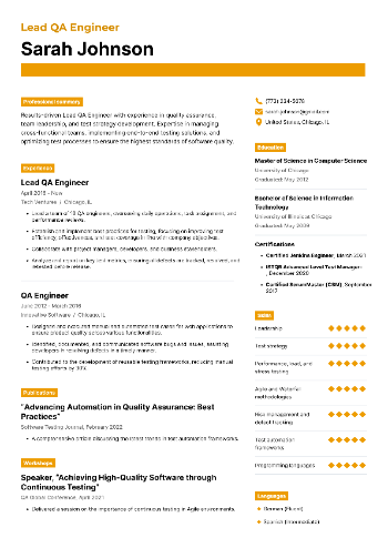 Lead QA Engineer Resume Lead QA Engineer Resume