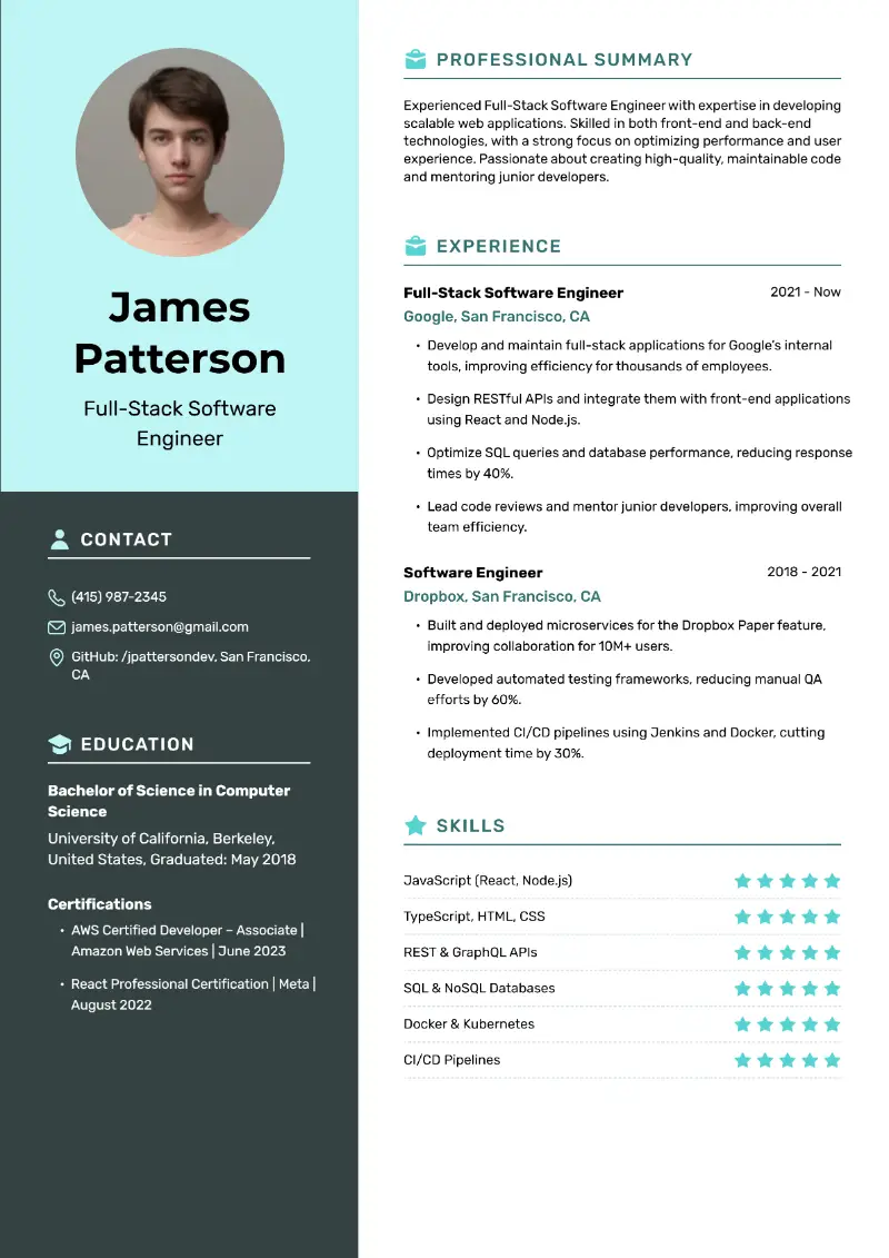 Mid-Level Software Engineer Resume Examples for 2025