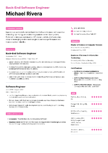 Back-End Software Engineer Resume Back-End Software Engineer Resume