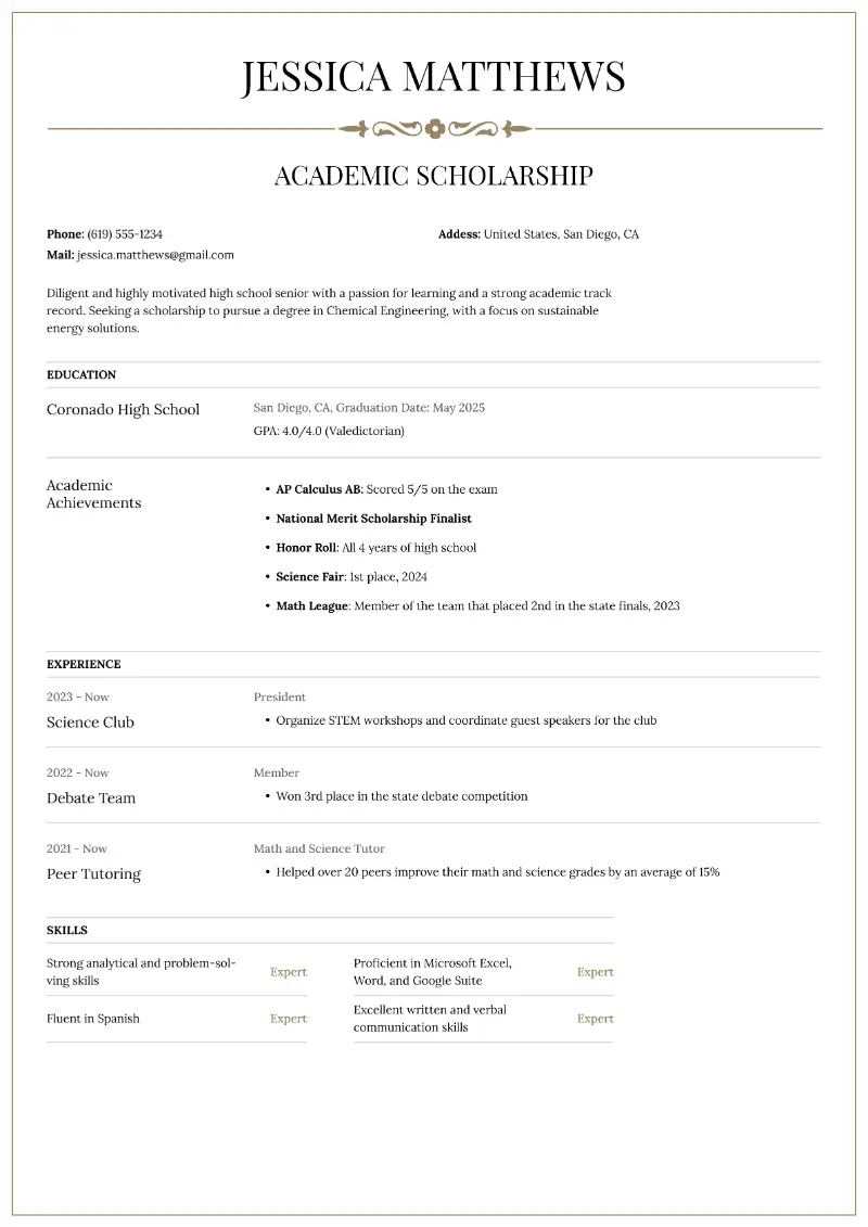 Scholarship Resume: Examples, Template & Writing Guide
