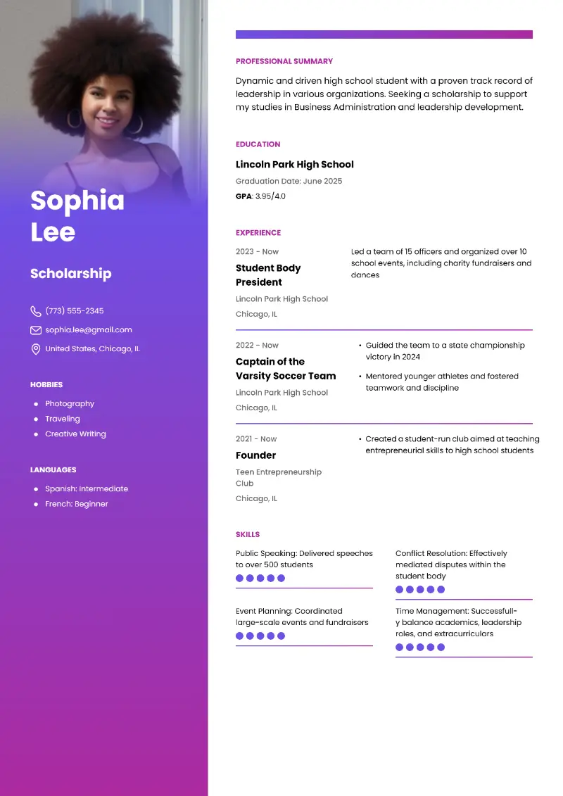 Scholarship Resume Scholarship Resume