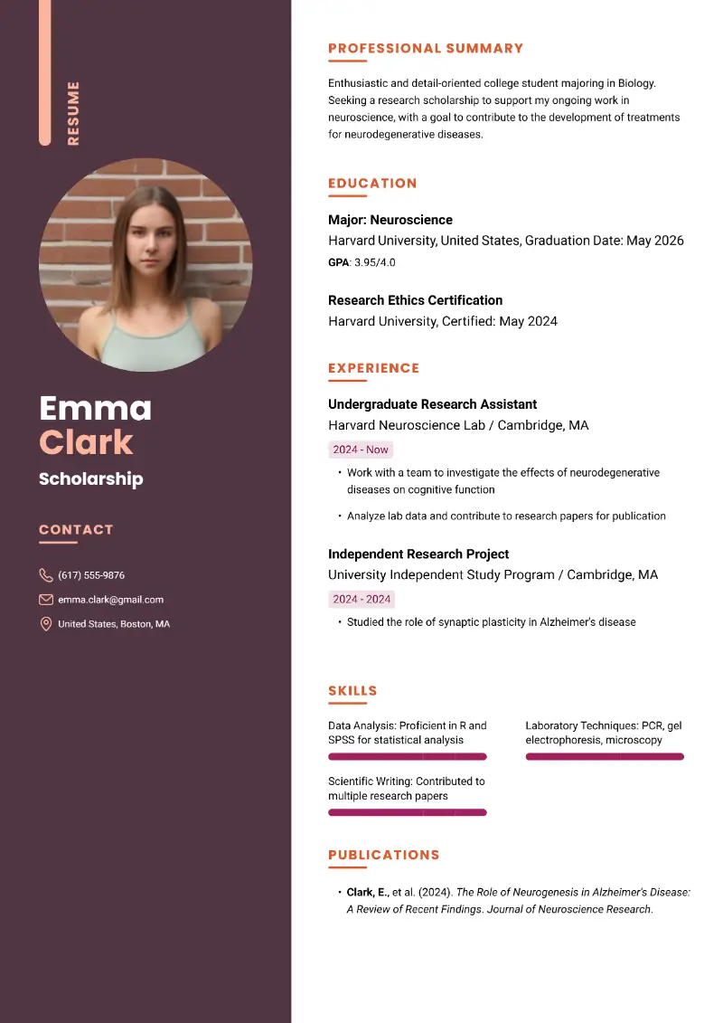 Scholarship Resume Scholarship Resume