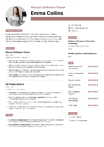 Manual Software Tester Resume