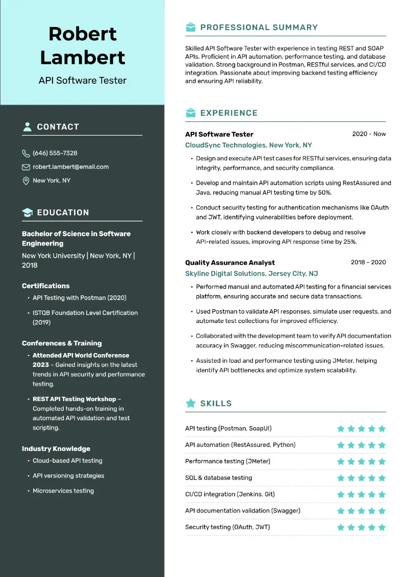 API Software Tester Resume API Software Tester Resume