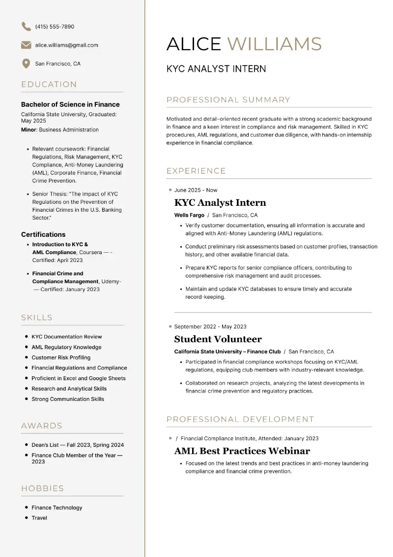 1 Year Experience Resume Samples, Formatting & Writing Tips