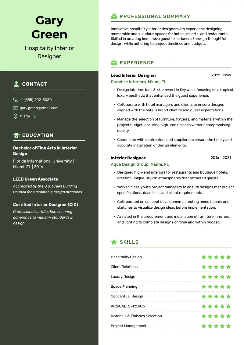 Hospitality Interior Designer Resume Hospitality Interior Designer Resume