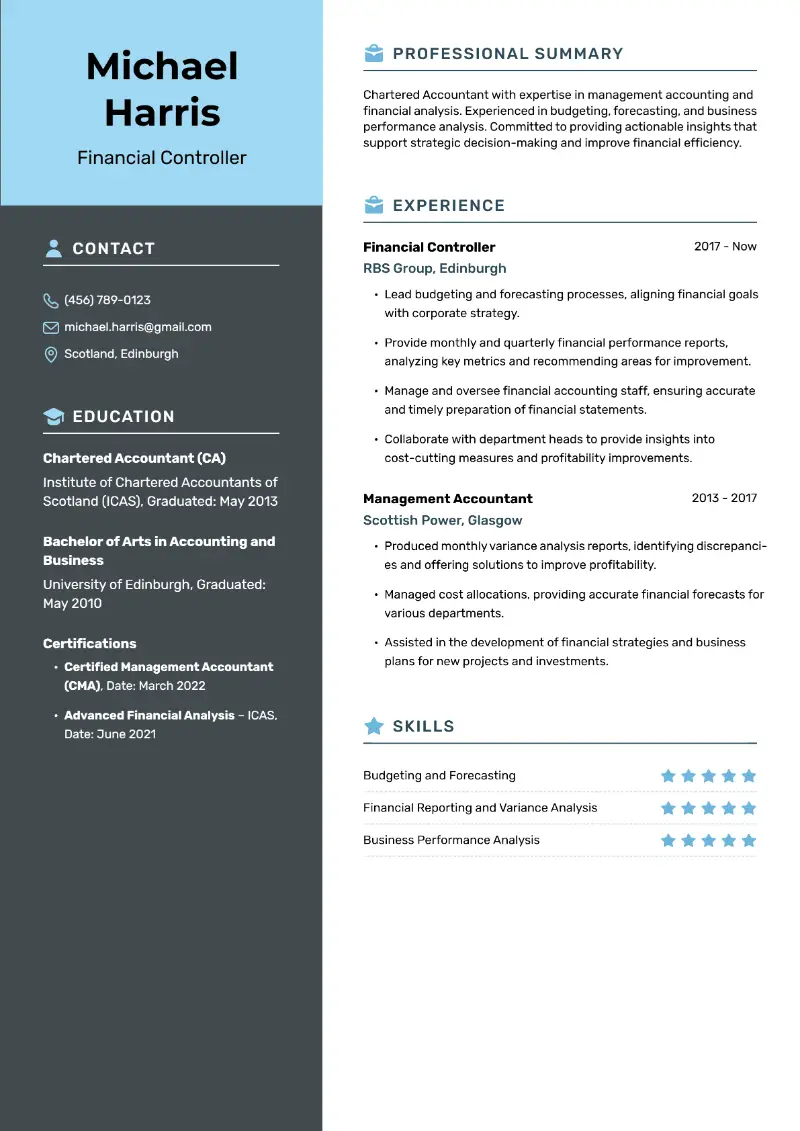 Financial Controller  Resume Financial Controller  Resume