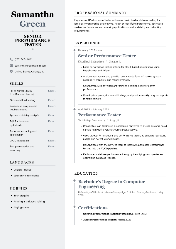 Senior Performance Tester Resume Senior Performance Tester Resume