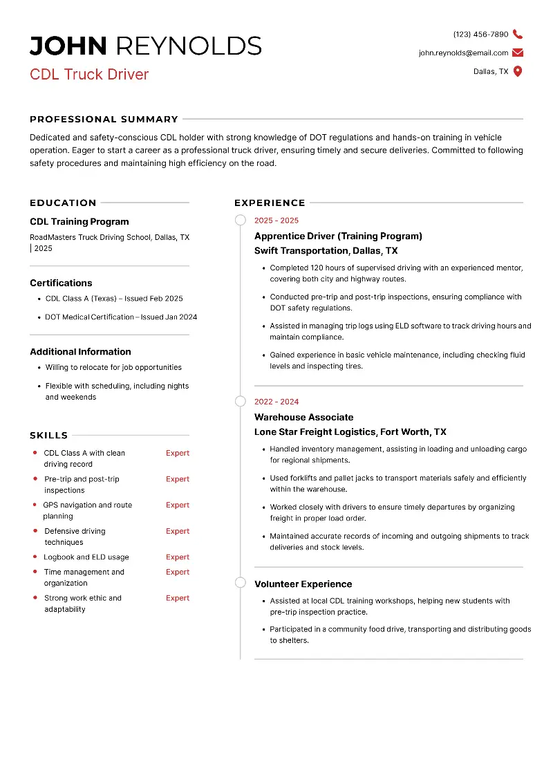 Beginner Truck Driver Resume: Examples, Templates, and Tips