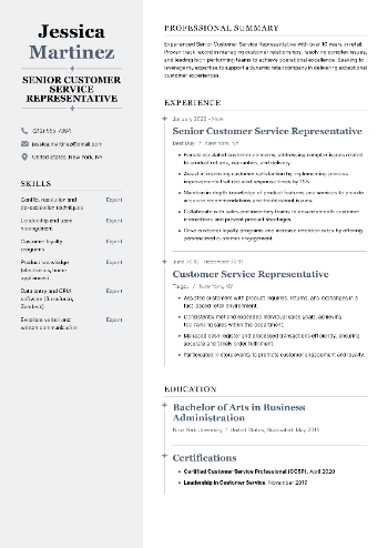 Senior Customer Service Representative  Resume Senior Customer Service Representative  Resume