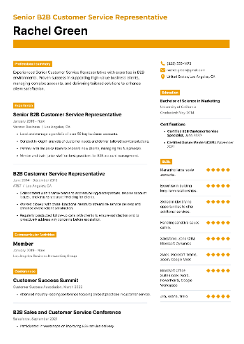 Senior B2B Customer Service Representative  Resume Senior B2B Customer Service Representative  Resume
