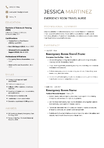 Emergency Room Travel Nurse Resume Emergency Room Travel Nurse Resume