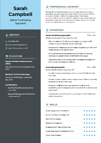 Senior Fundraising Specialist Resume Senior Fundraising Specialist Resume