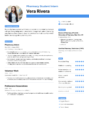 Pharmacy Student Intern Resume Pharmacy Student Intern Resume