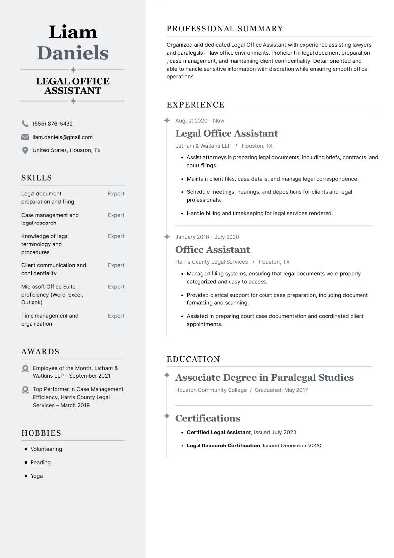 Legal Office Assistant Resume Legal Office Assistant Resume