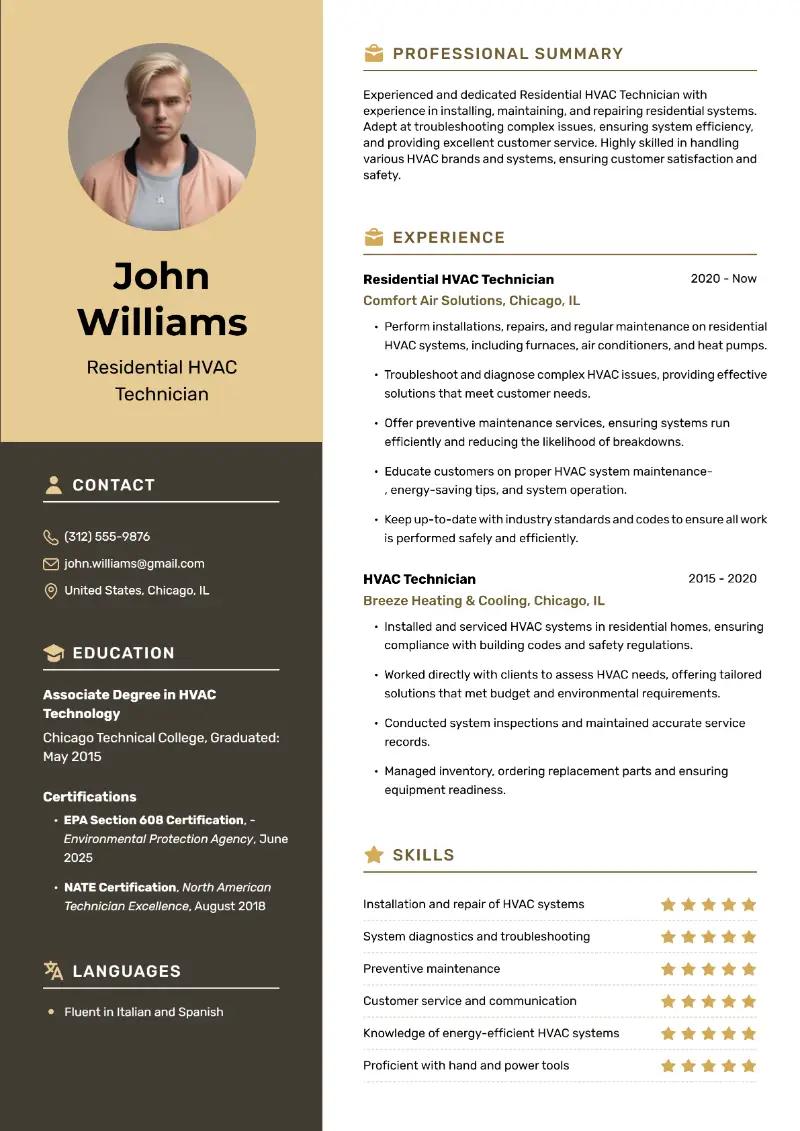 5 HVAC Technician Resume Examples and Templates for 2025