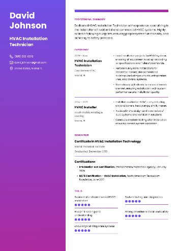 HVAC Installation Technician Resume