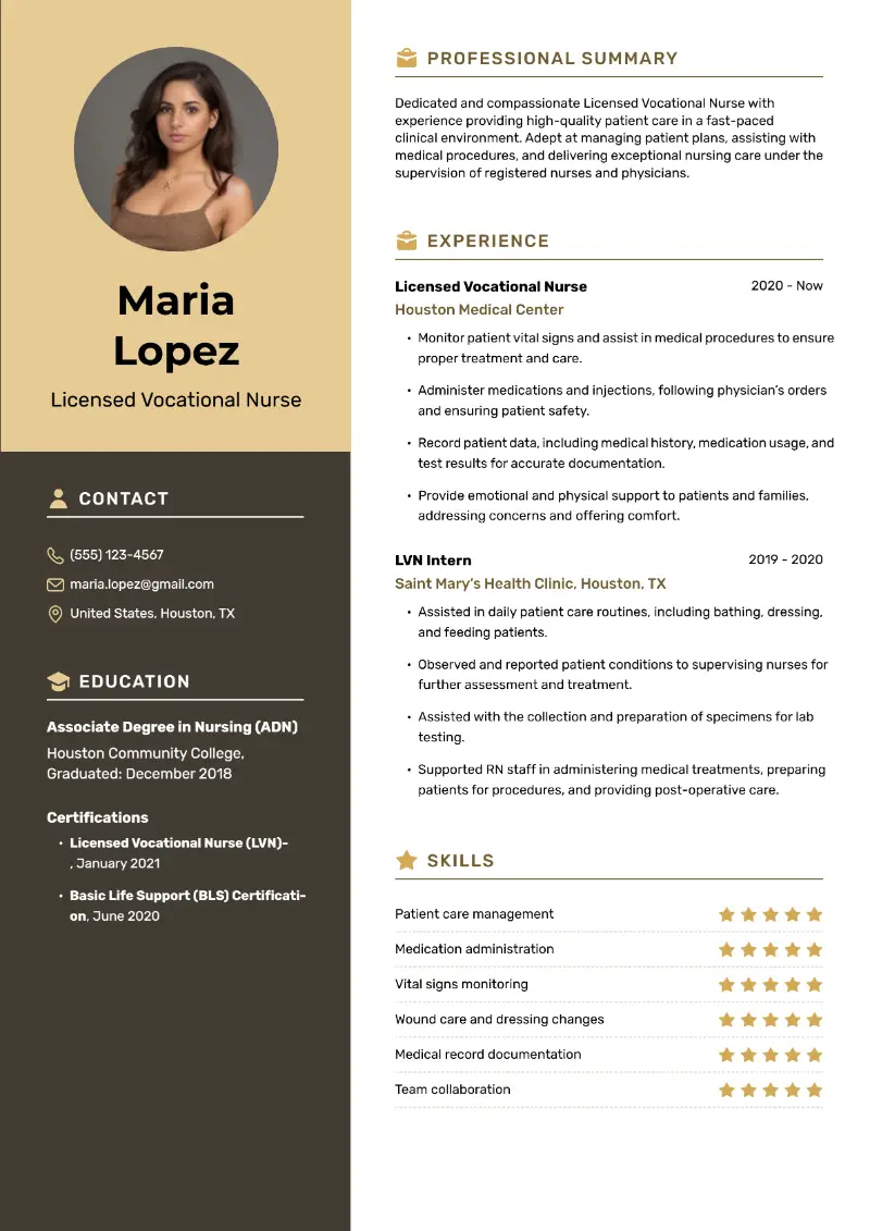 LVN Resume Examples, Samples & Guide for 2025