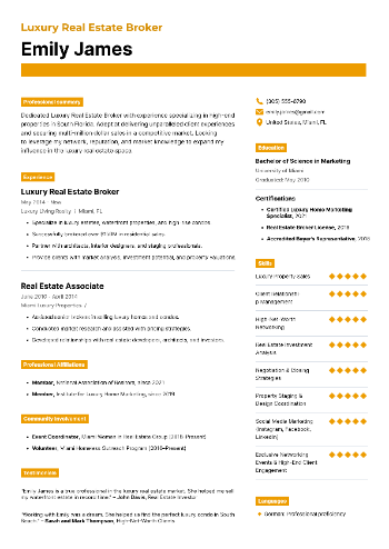 Luxury Real Estate Broker Resume