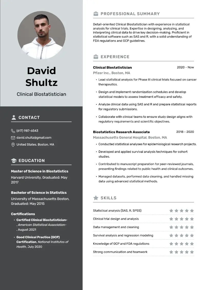 Biostatistician Resume Examples and Guidelines for 2025