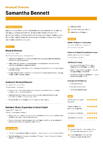 Musical Director Resume