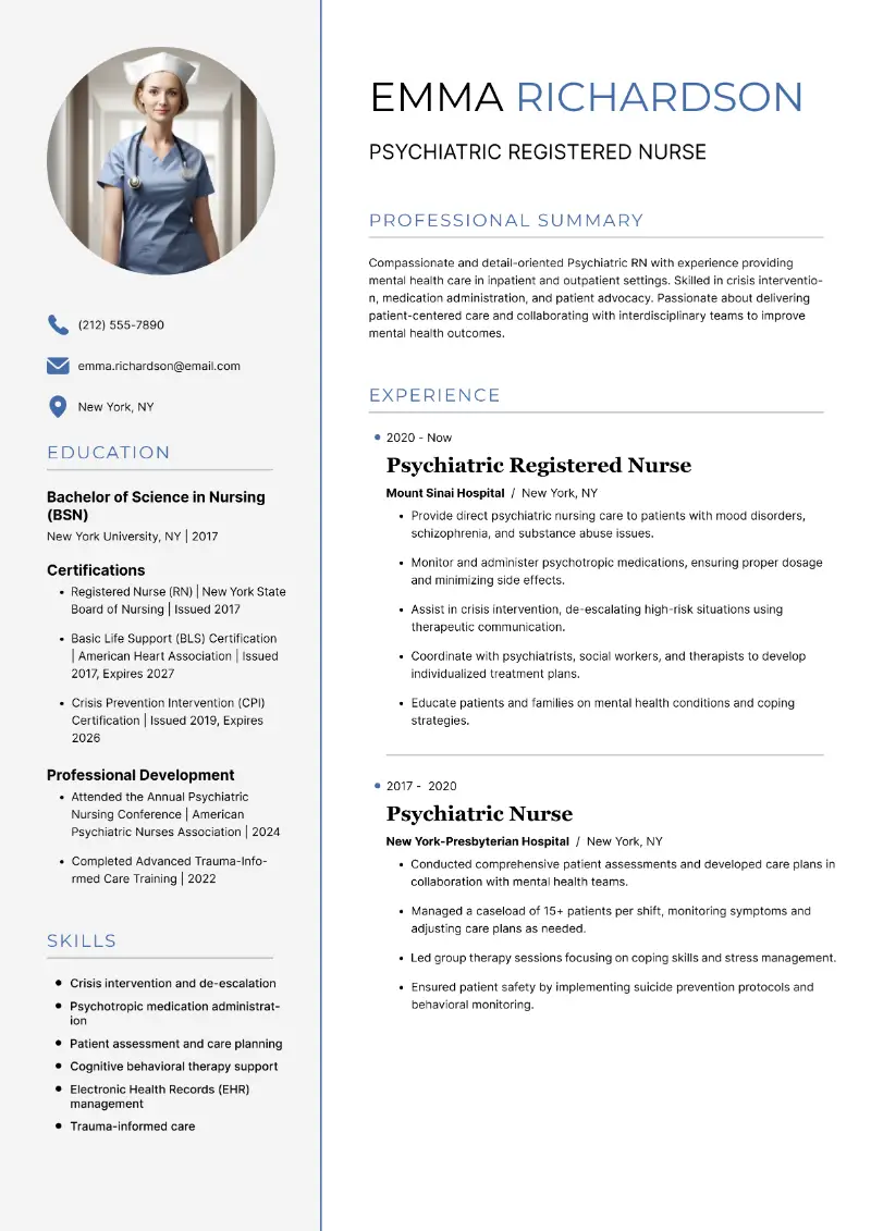 Psychiatric Nursing Resume: Examples, Tips, and Templates