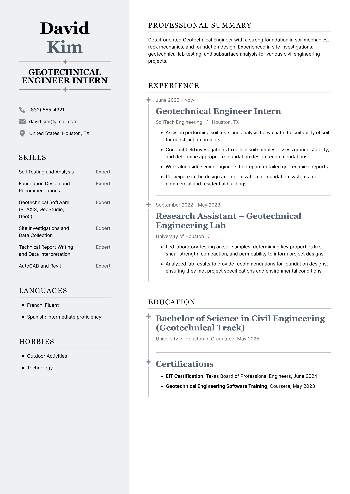 Geotechnical Engineer Intern  Resume