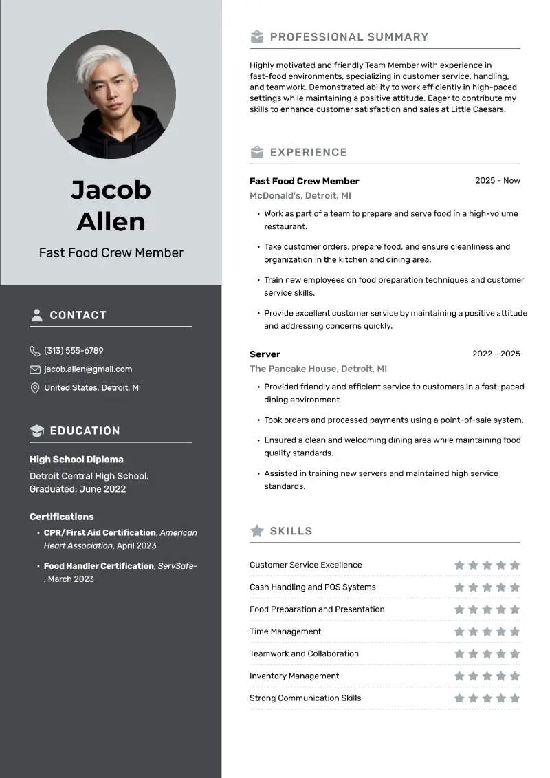 Little Caesars Resume Examples and Templates for 2025