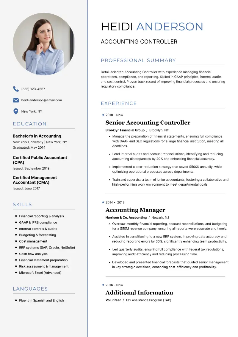 Controller Resume Examples & Writing Tips in 2025