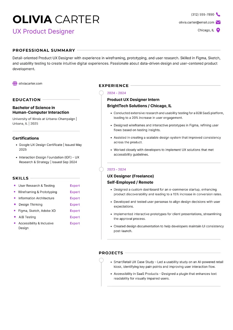 Entry-Level UX Designer Resume: Examples & Tips for 2025