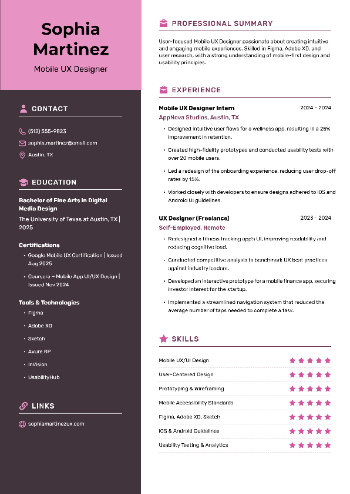 Mobile UX Designer Resume