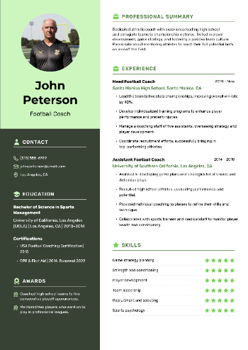 Football Coach Resume