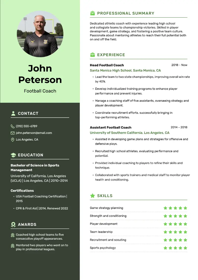5 Coaching Resume Examples and Templates in 2025
