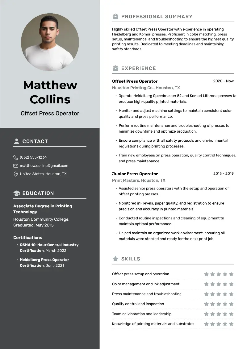 Press Operator Resume Examples and Writing Tips for 2025