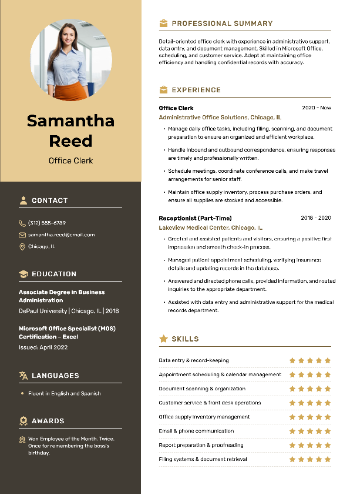 Office Clerk Resume