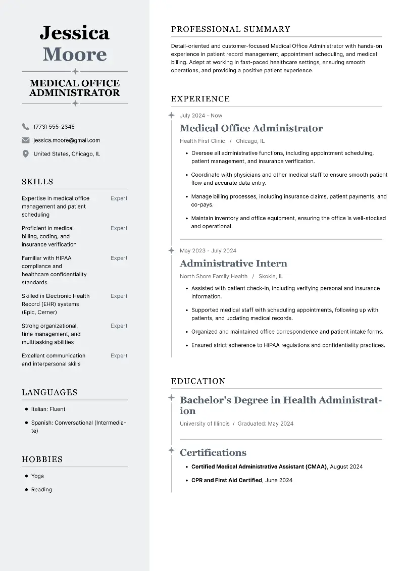 Medical Office Administrator  Resume Medical Office Administrator  Resume