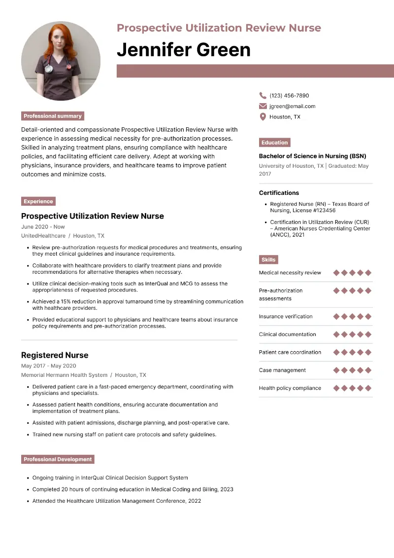 Utilization Review Nurse Resume Examples + Guide for 2025