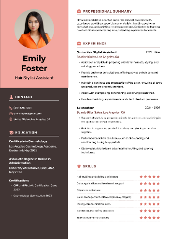 Hair Stylist Assistant CV