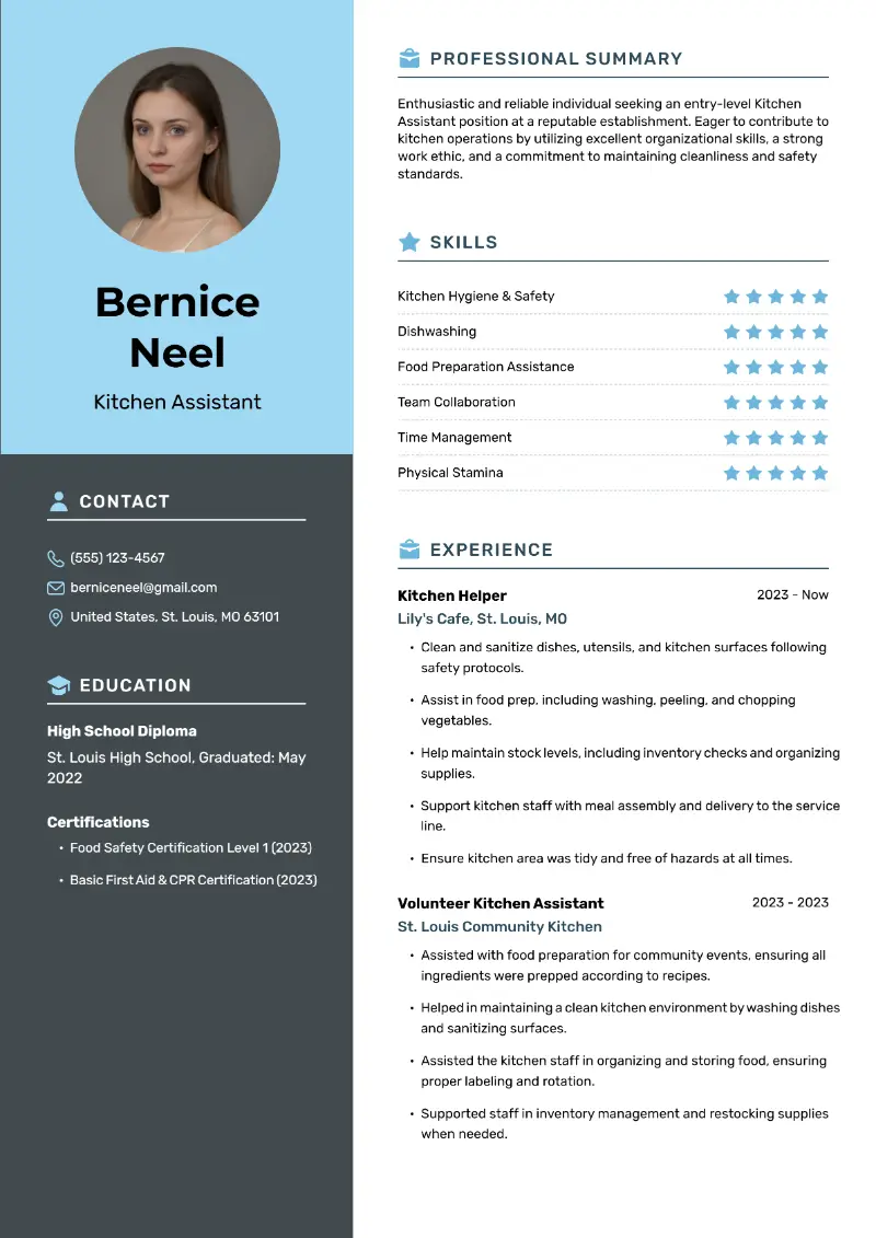 CV for Kitchen Porter: Examples, Tips, Writing Guide