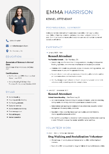 Kennel Attendant Resume Sample