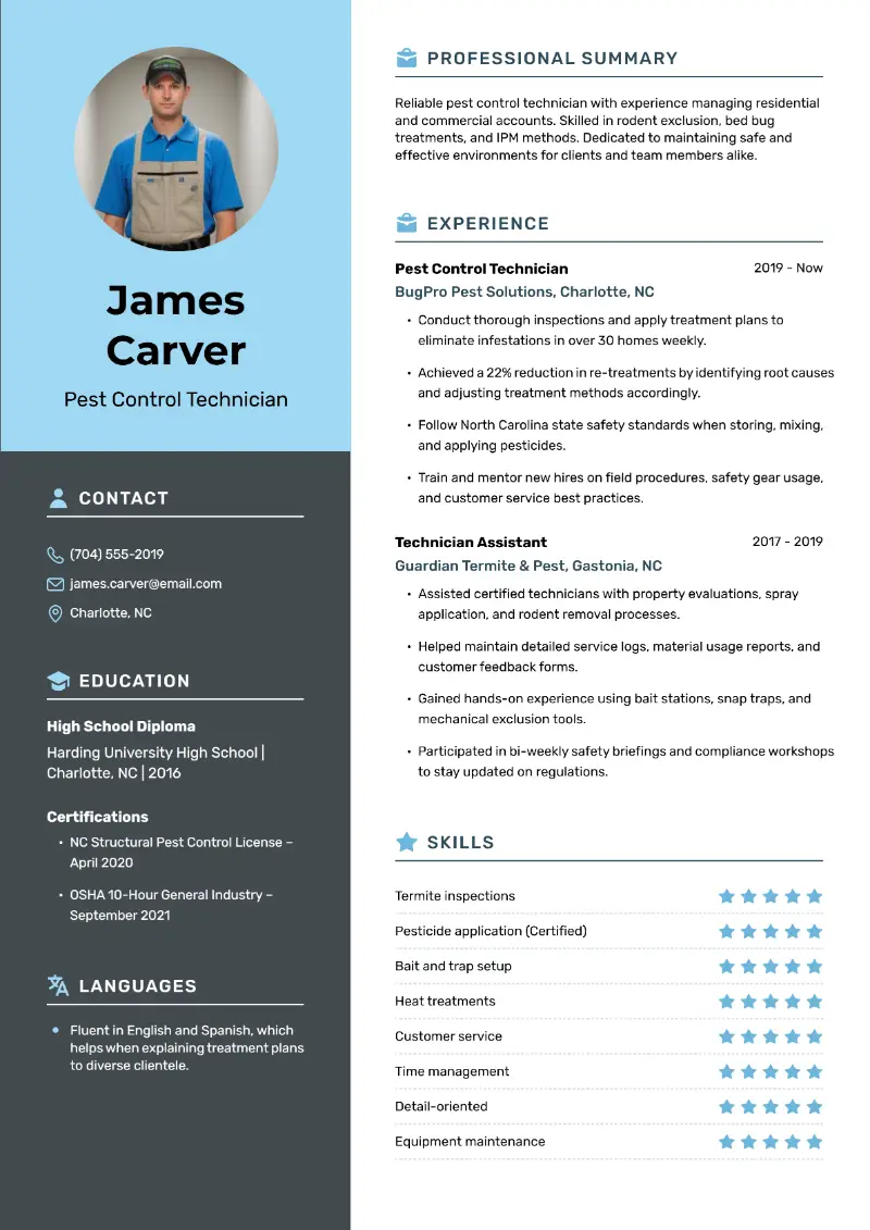 Pest Control Resume Examples and Tips for Every Role