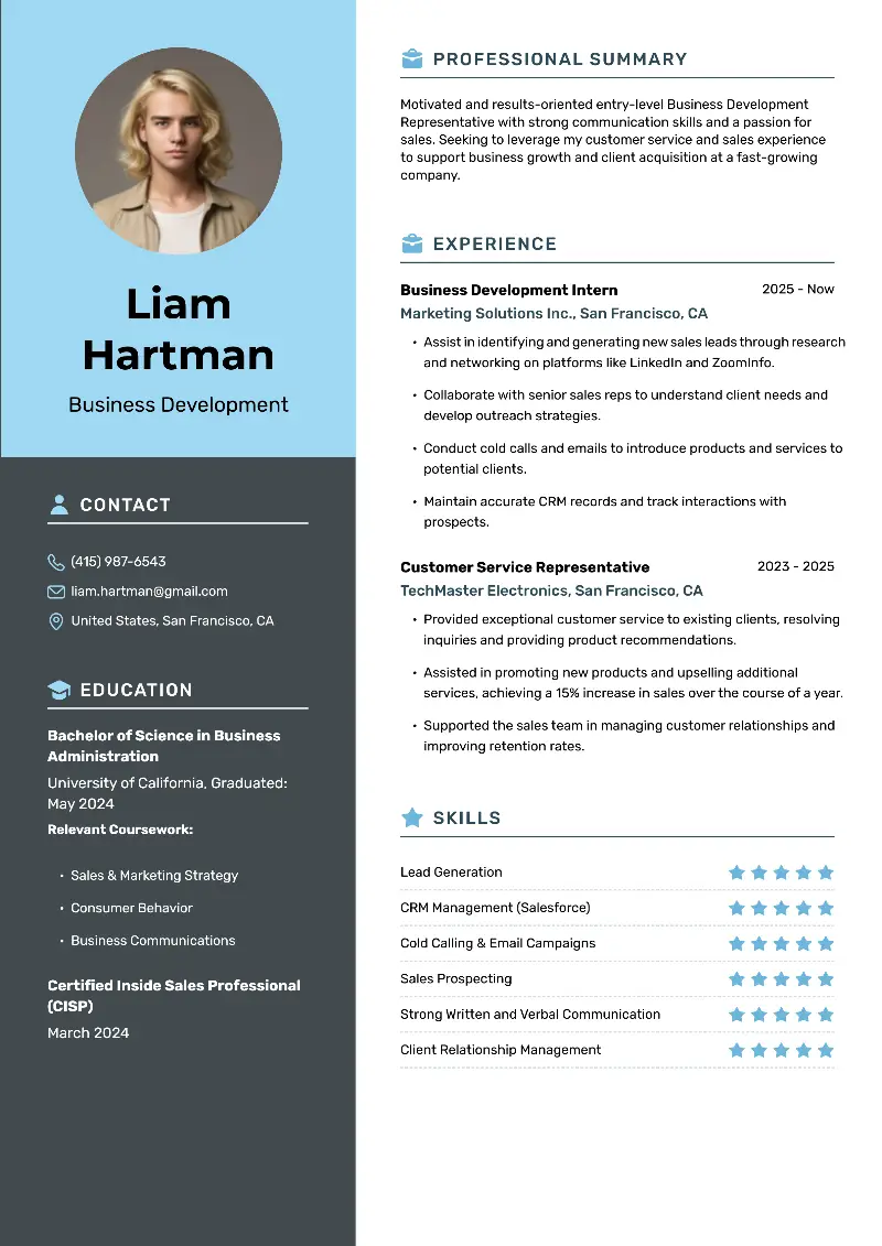 Business Development Representative Resume Examples for 2025